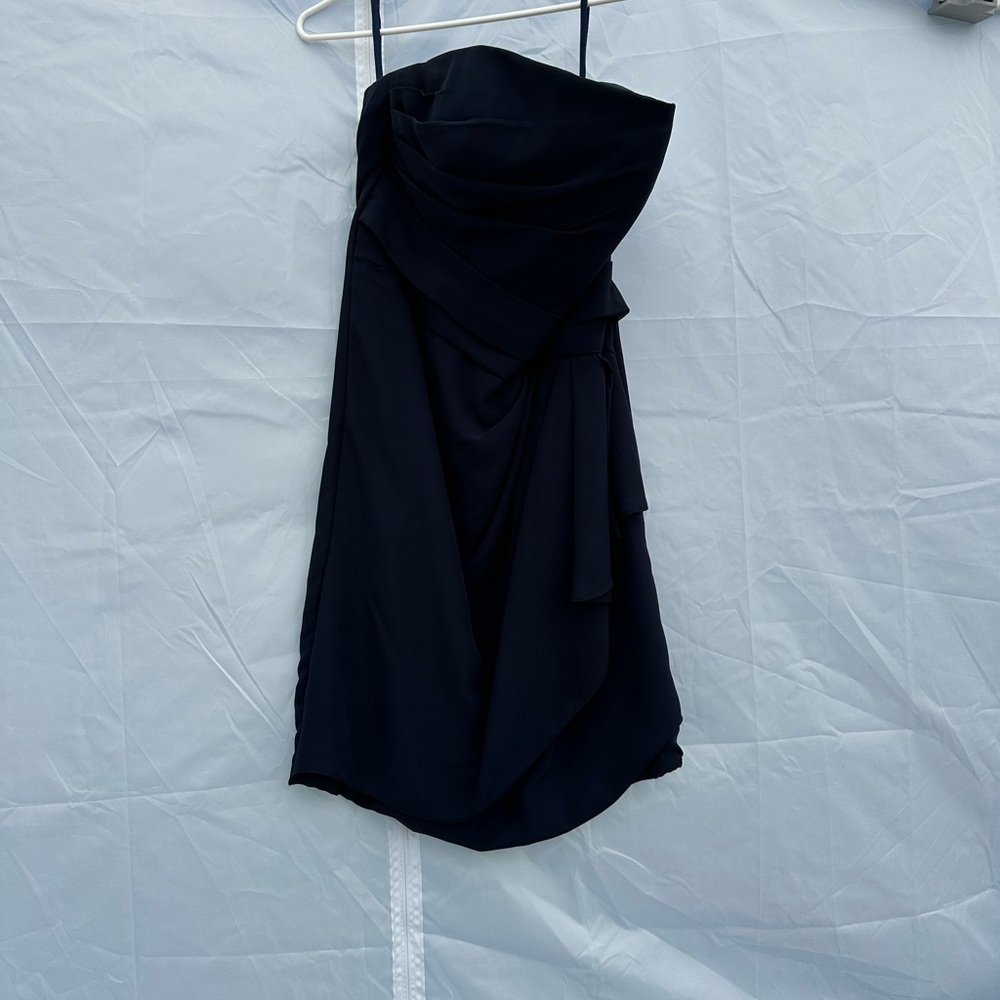 Navy blue strapless dress